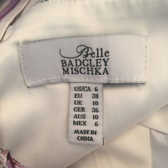 Belle Badgley Mischka 6 dress  purple metallic formal dress party orange - Picture 4 of 4